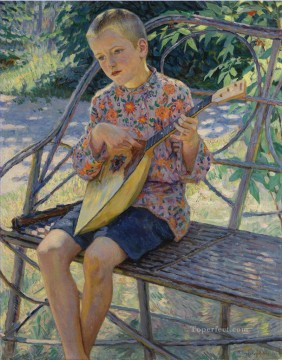 Nikolay Petrovich Bogdanov Belsky Painting - PORTRAIT OF ARTISTS SON KLAUS EKHARDT Nikolay Bogdanov Belsky